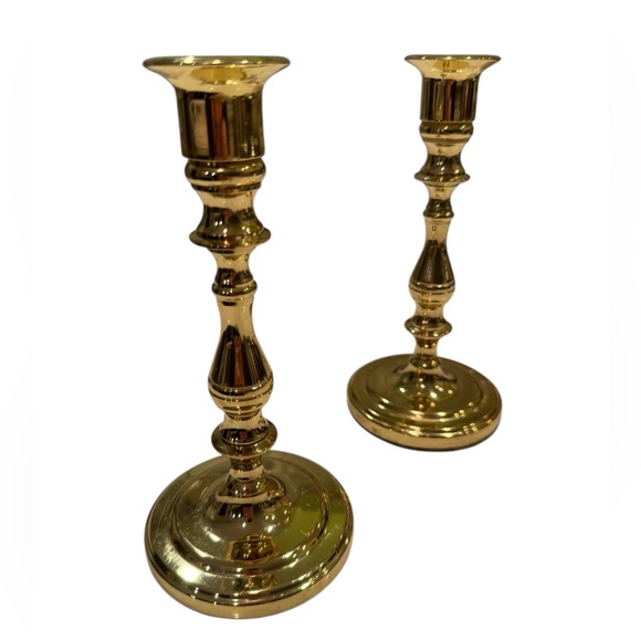 Baldwin Forged Solid Brass Approx. 7” Taper Candlesticks USA Candle Holder Set - Picture 4 of 11